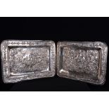 Important pair of solid silver trays or "Presentoirs" for sweets, Viceregal colonial school from the