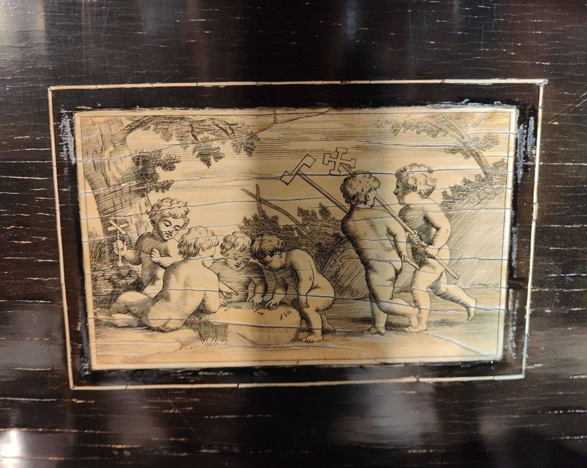 Important 19th century Florentine cabinet with bone marquetry, work from Northern Italy, Milan or Fl - Image 10 of 10