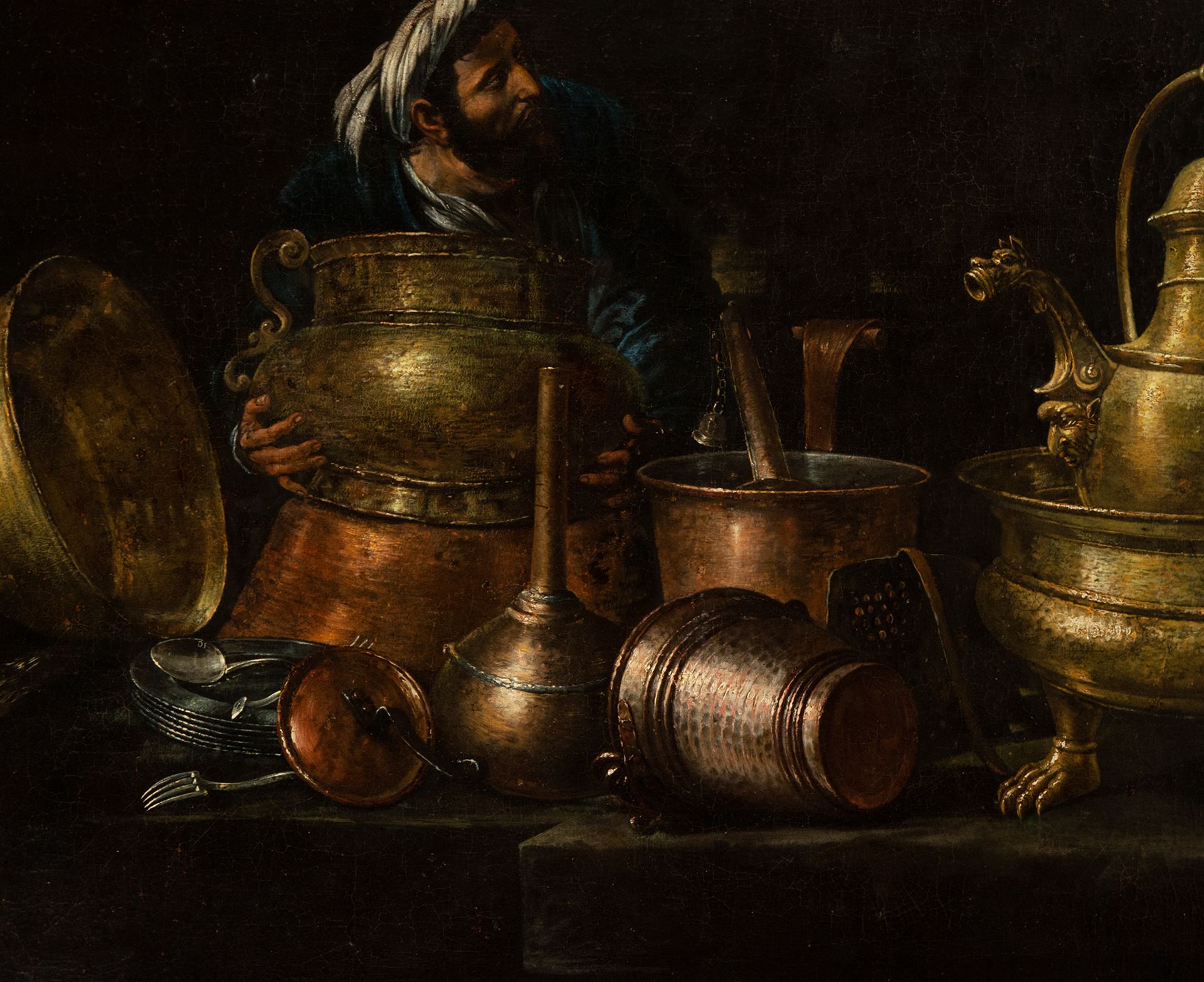 The Pot Sellers, magnificent large still life attributed to Giovanni Battista Recco, Italian school  - Image 2 of 8