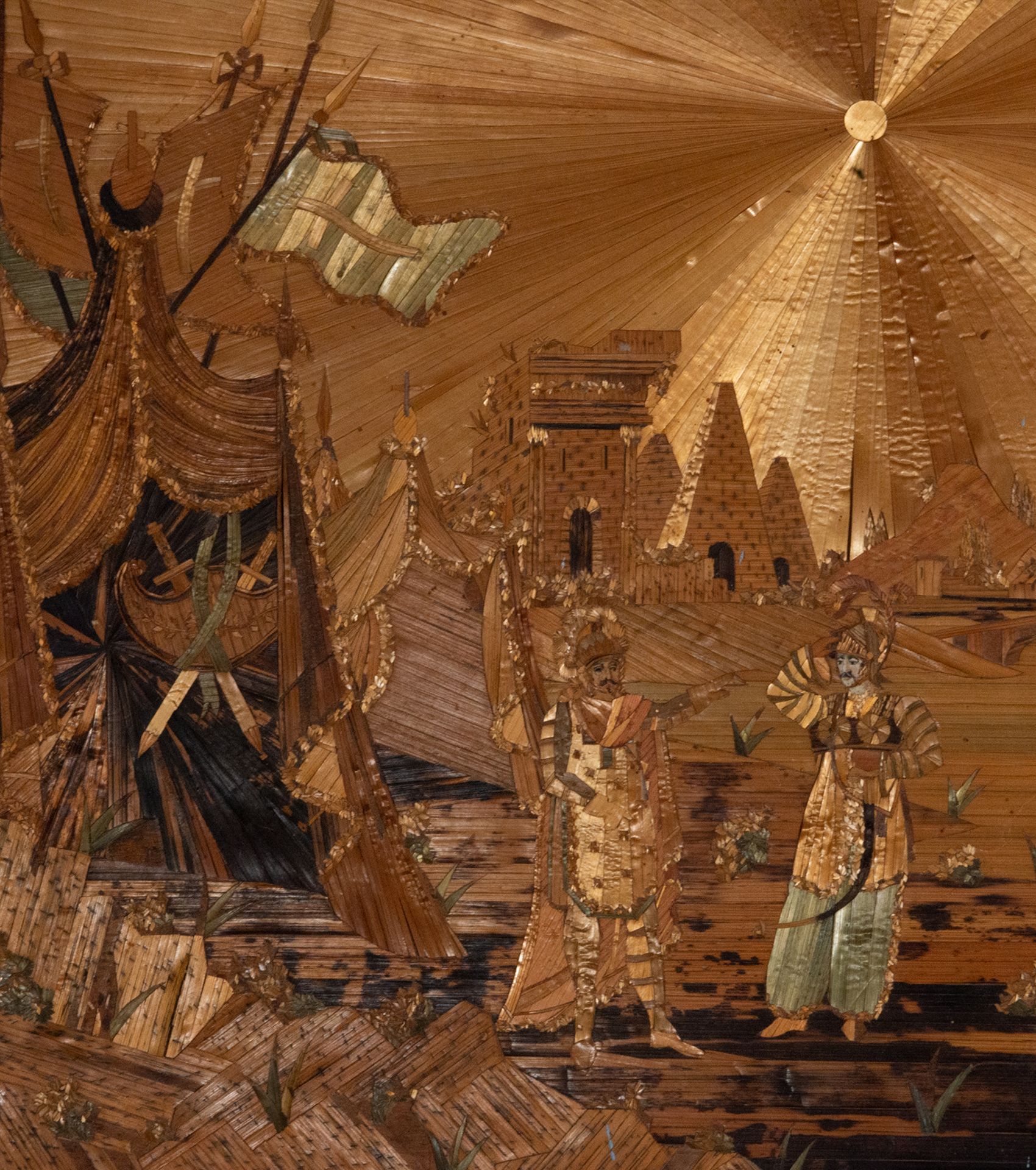 Marquetry painting depicting Roman Legionnaires, French work from the early 19th century - late 19th - Image 6 of 7