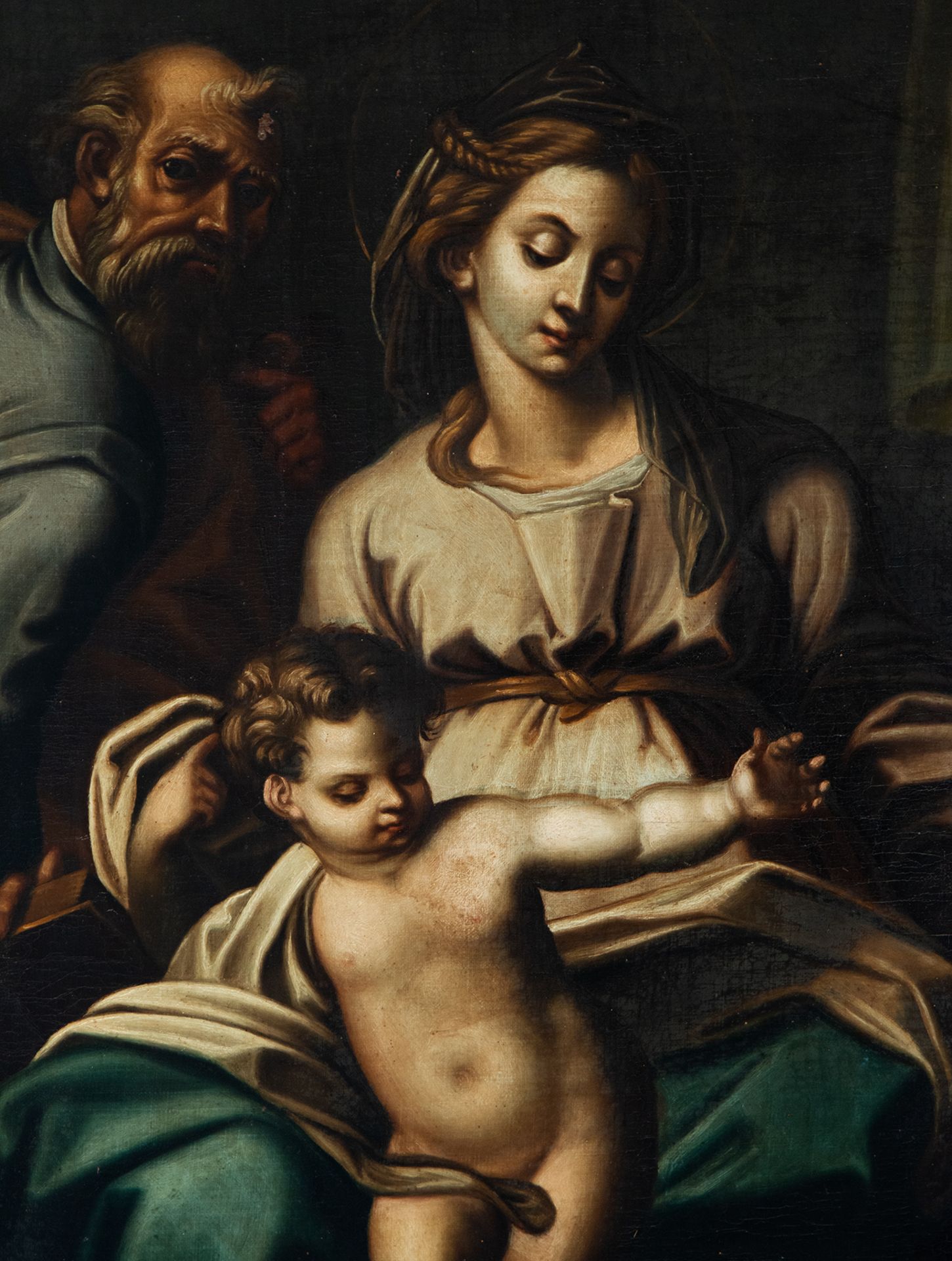 Great Holy Family in oil, 18th century Italian school, following models by Rafael Sanzio - Image 2 of 5