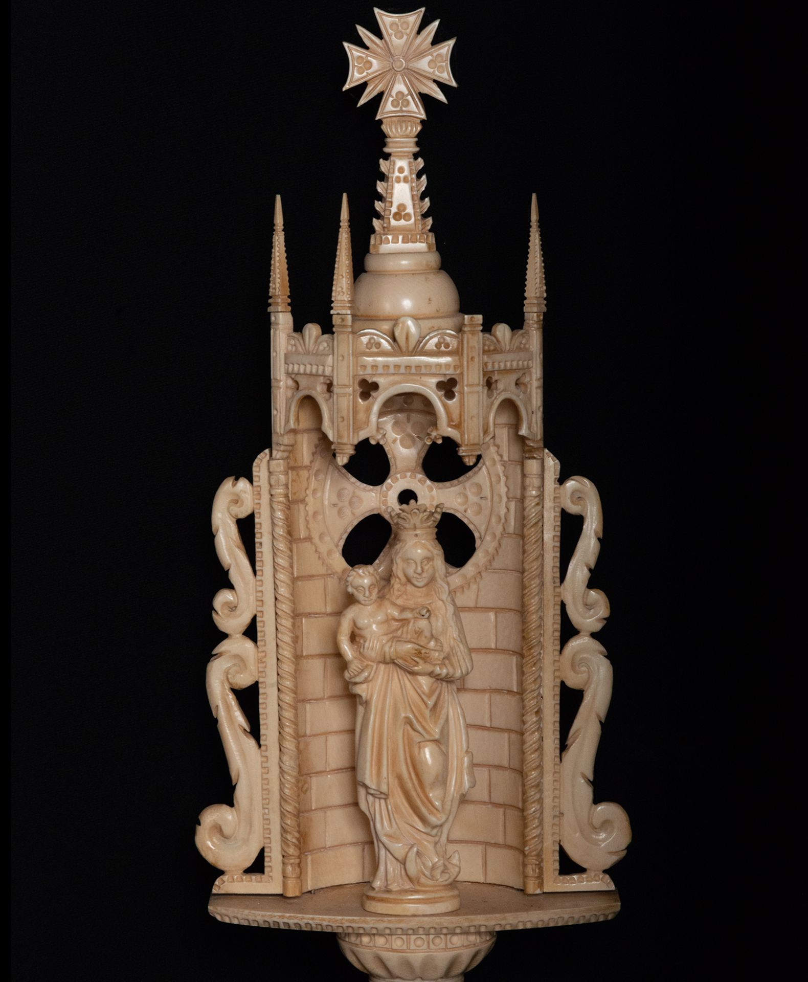 Madonna and Child ivory, Dieppe 19th century - Image 2 of 5