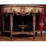 Exceptional 18th century Italian console table in gilded and lacquered wood, with a Siena marble top