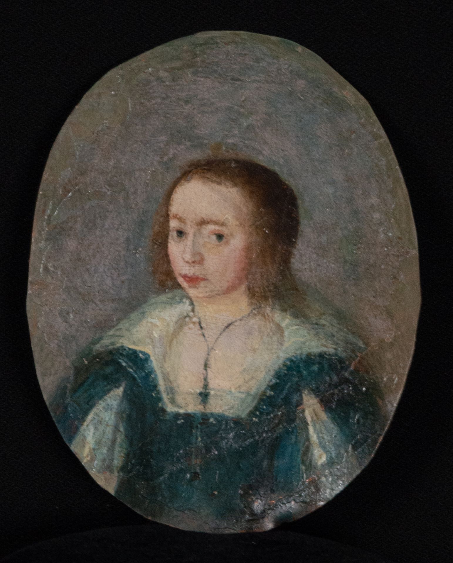 Portrait of a Girl in copper miniature, Flemish school of the 17th century