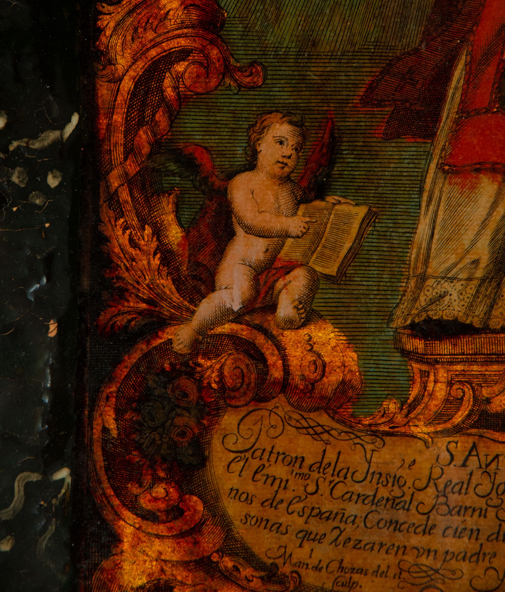 Cornucopia-type colonial Novohispano frame with mirrors from the early 18th century, with hand-paint - Image 6 of 7