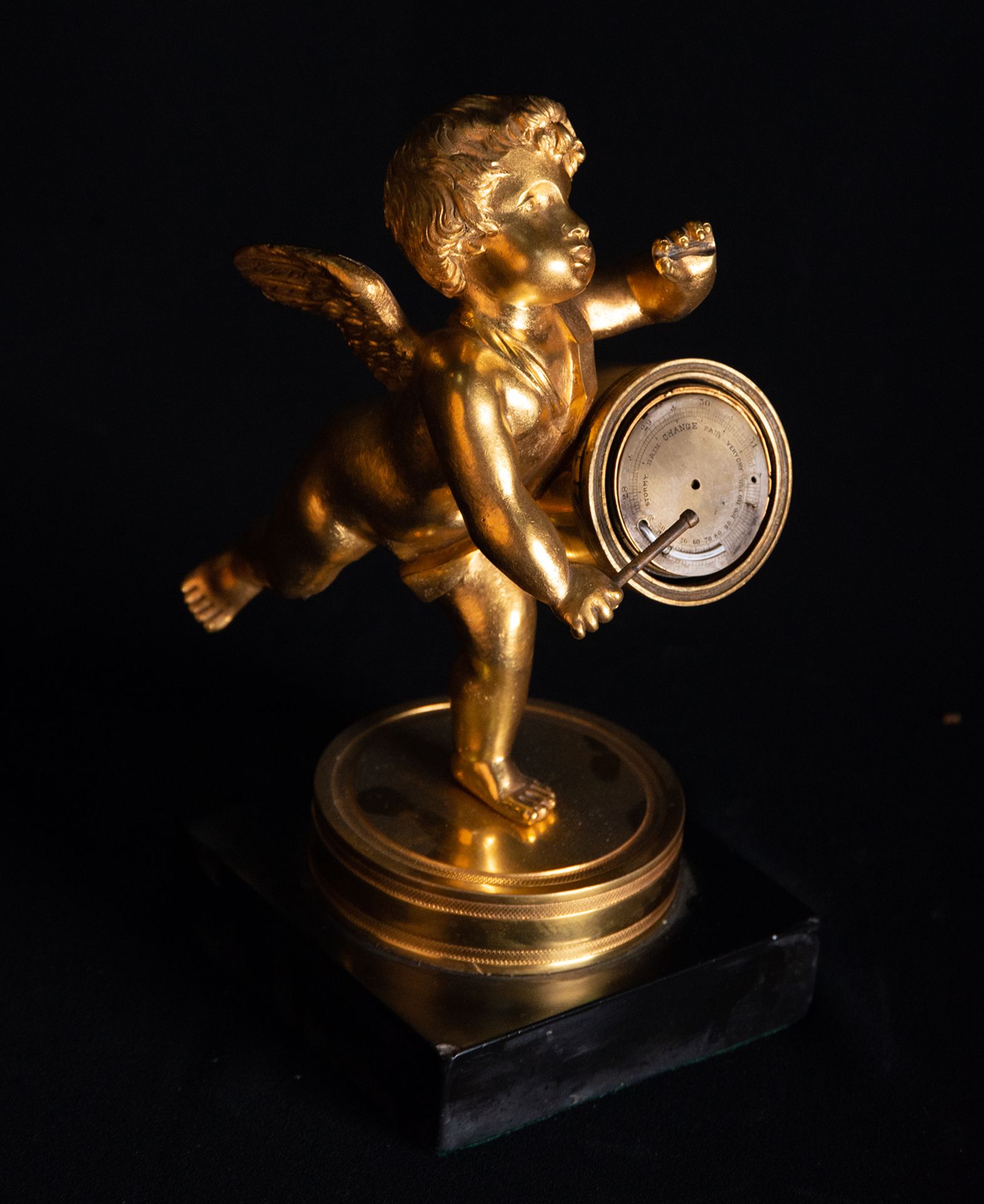 Rare French Gilt Bronze Angel Barometer, Louis XVI period, late 18th century - Image 3 of 4