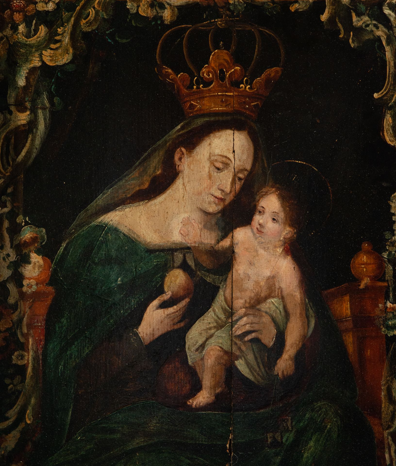 Virgin with Child, according to Flemish Gothic models, oil on panel, 18th - 19th centuries - Bild 2 aus 4