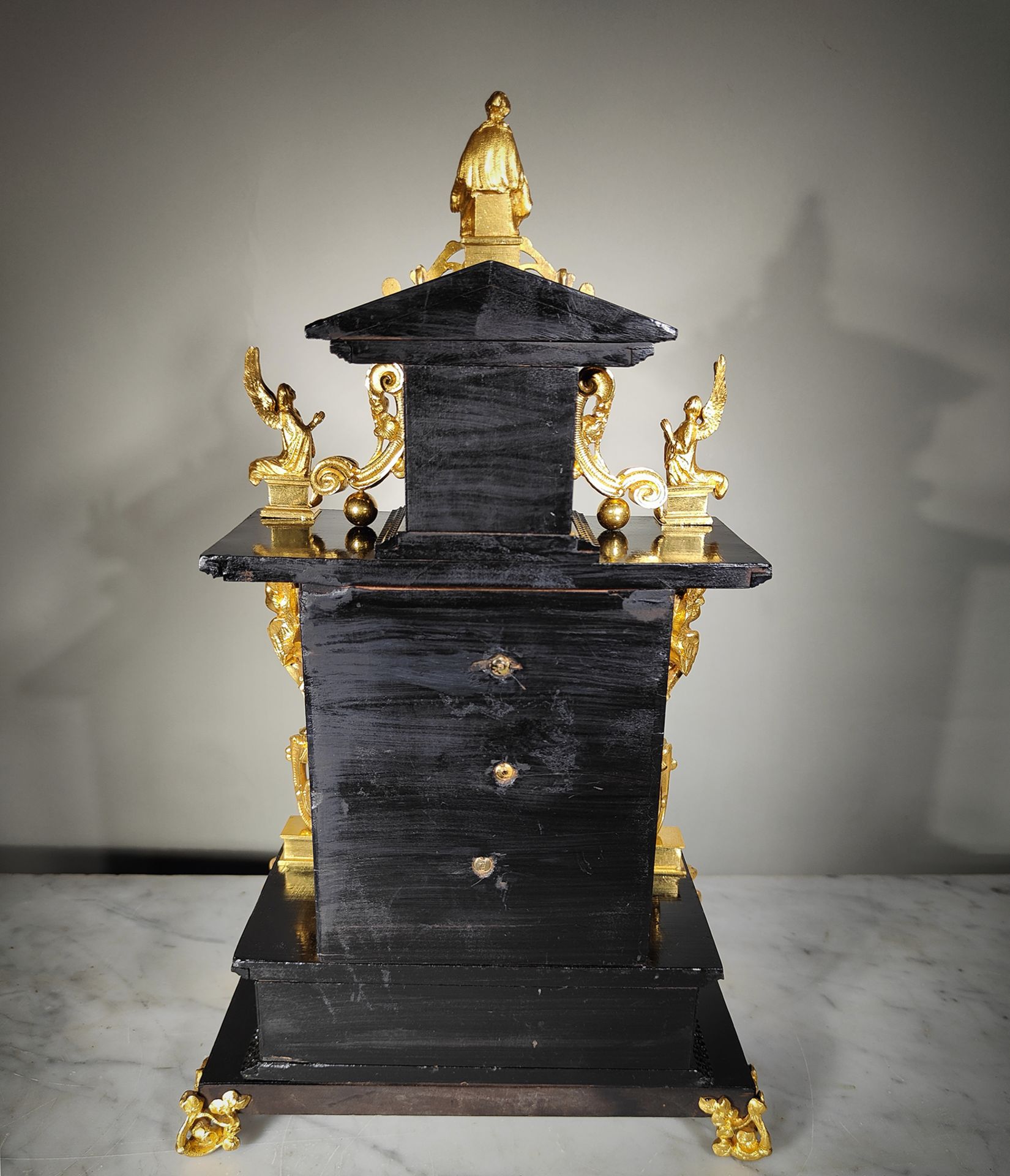 Italian Baroque tabernacle in mercury-gilt bronze, silver enamel and ebony, 19th century - Image 4 of 4