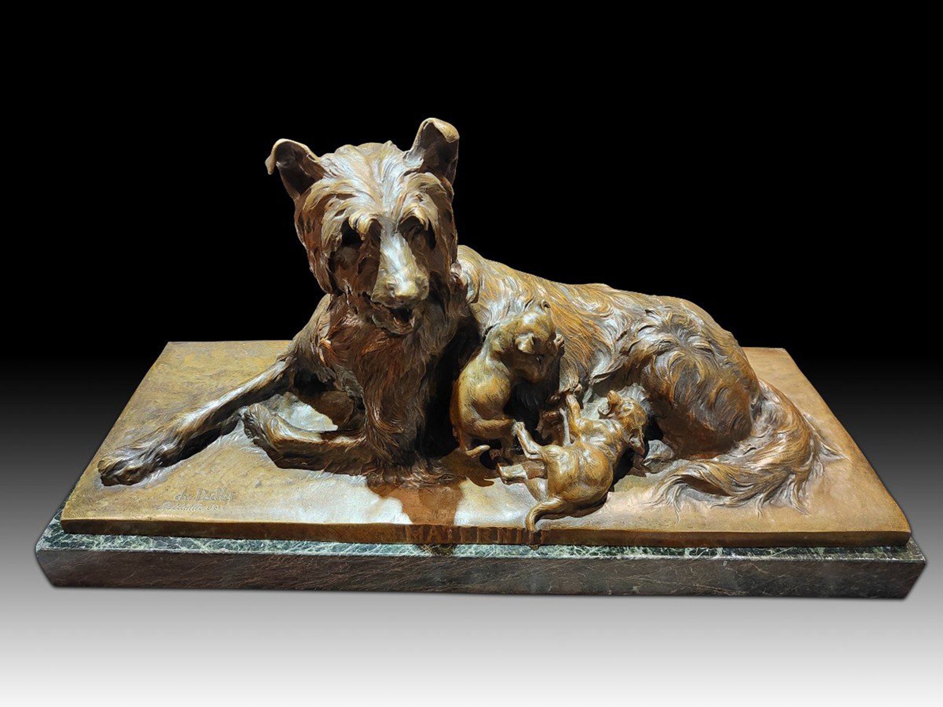 Life-Size Bronze Dog Charles Paillet (French, 1871-1937), 19th Century French School
