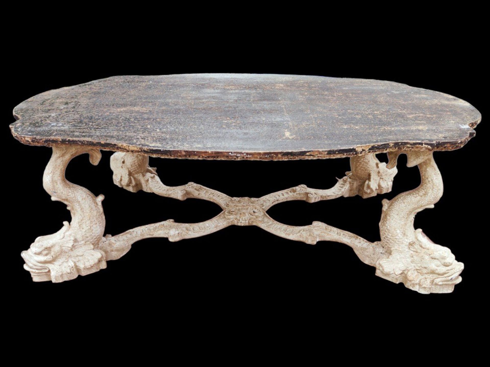 Large Italian Table from the 50s with dolphin legs, Venetian work of the 20th century - Bild 3 aus 5