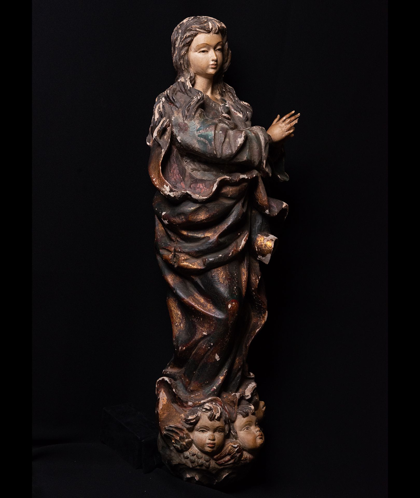 Precious colonial Immaculate Virgin inspired by the models of Alonso Cano (1601-1667), colonial scho - Image 6 of 6