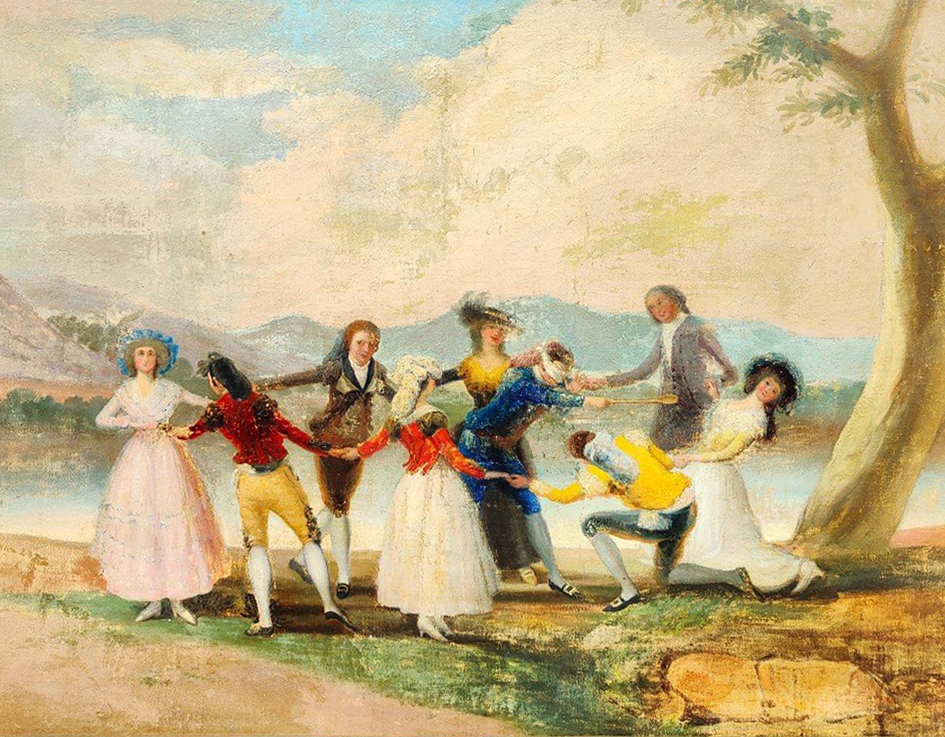 The Game of the Chicken, large oil on canvas of the French school of the eighteenth century - Image 2 of 4