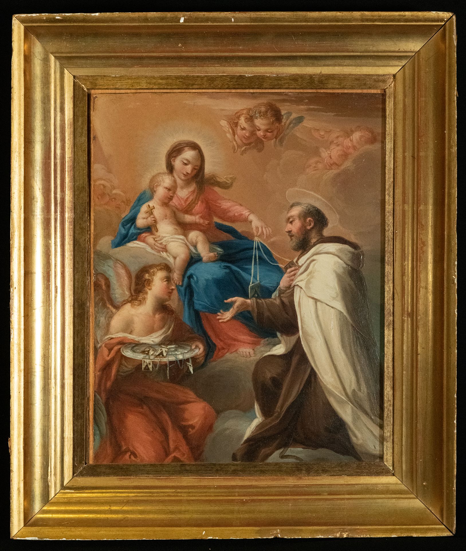 Virgen del Carmen delivering the scapular to Saint Simon, attributed to Mariano Salvador Maella (Val