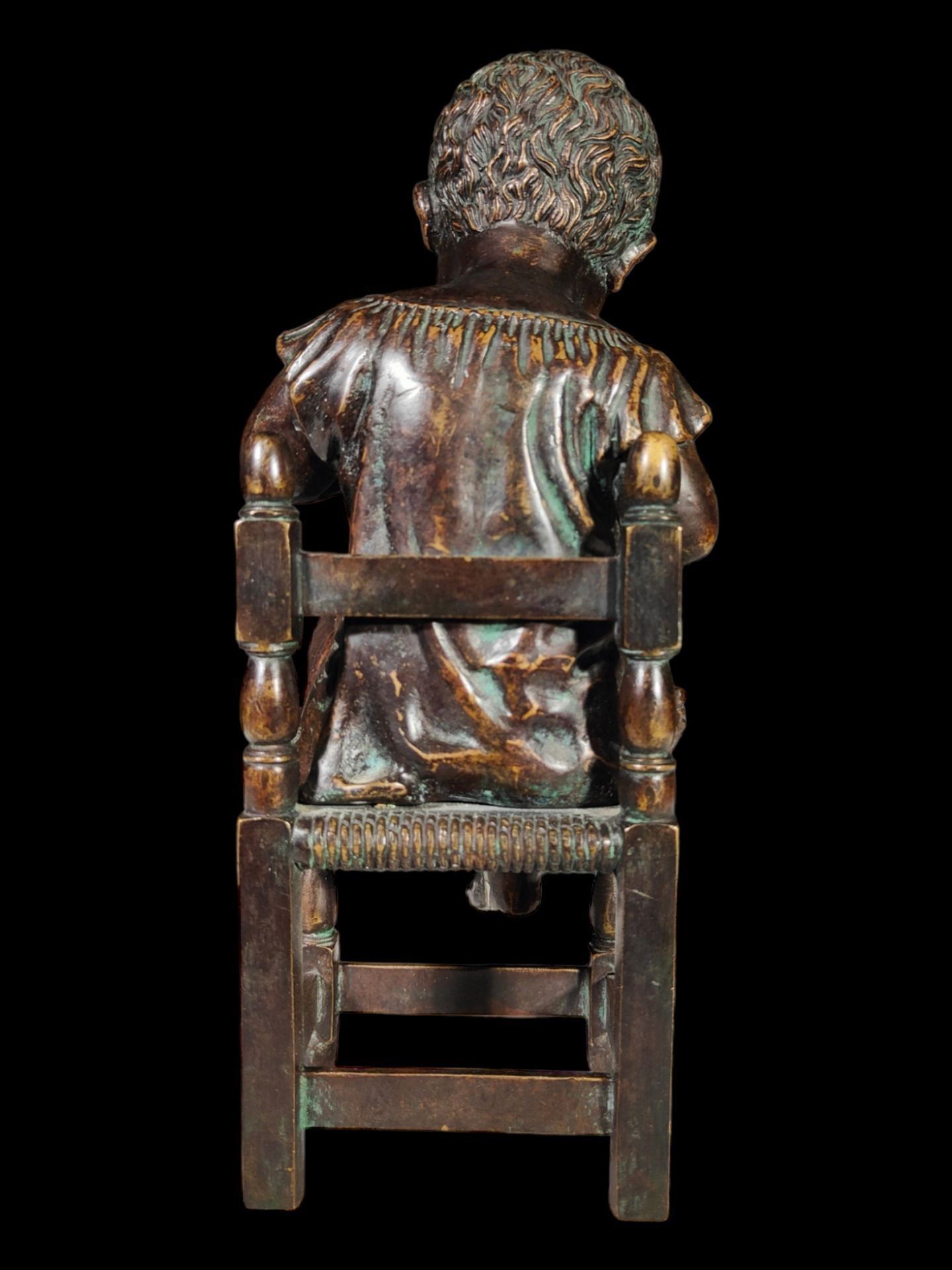 Seated girl in patinated bronze, 19th century - Image 4 of 5
