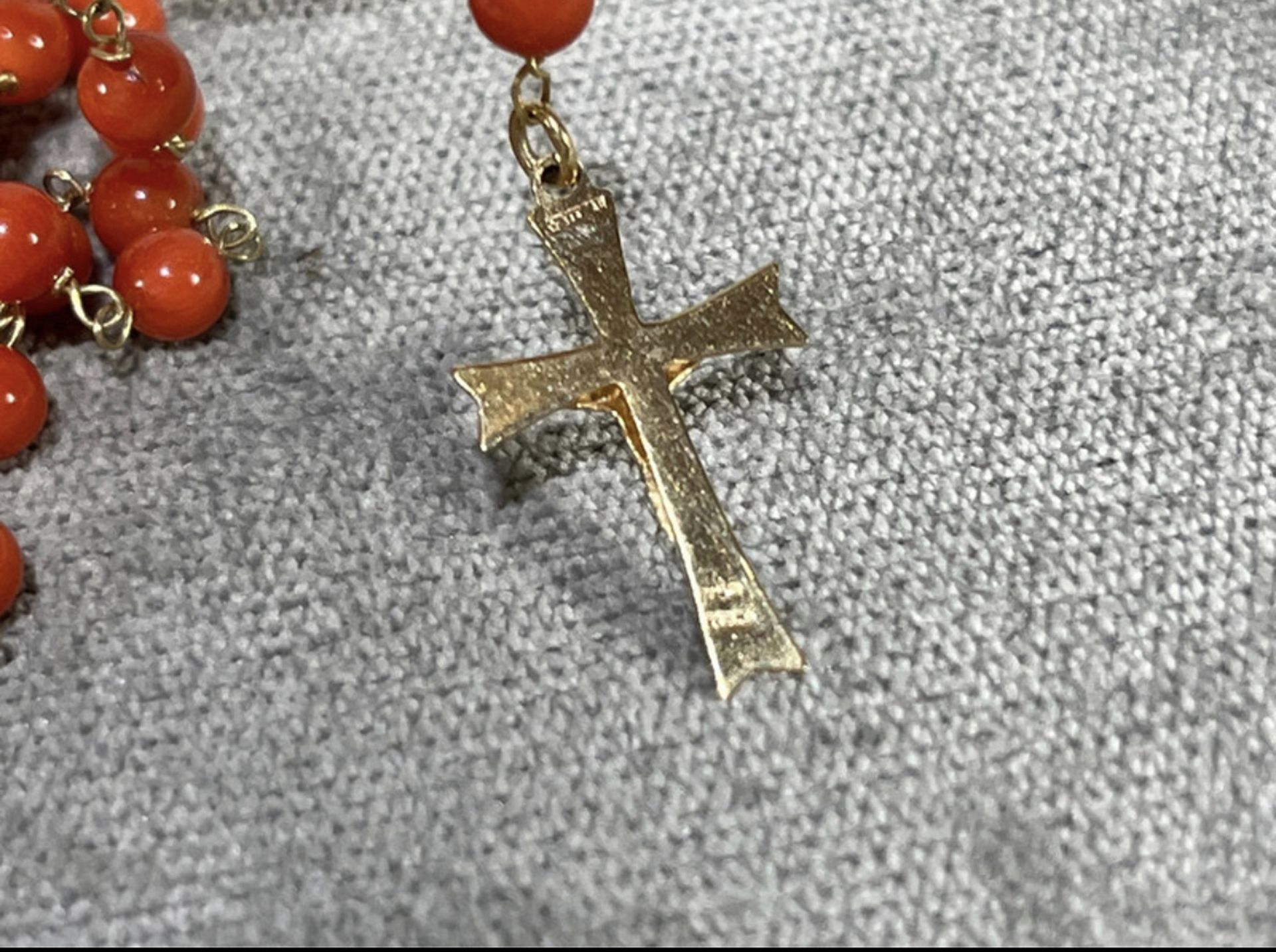 18k Gold Rosary and Mediterranean Coral - Image 3 of 5