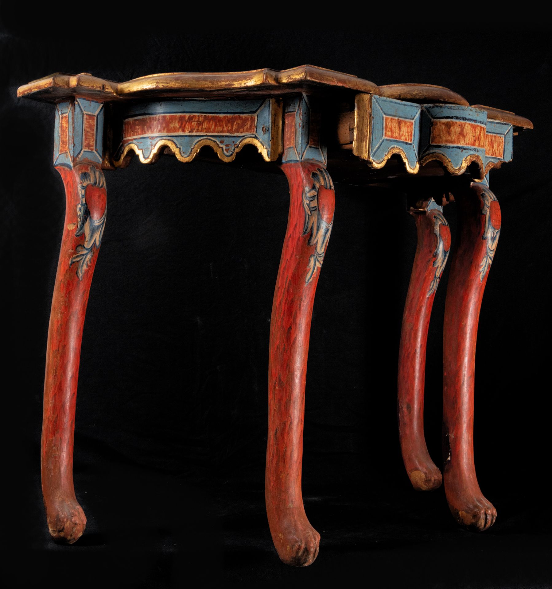Important New Spanish console in polychrome wood, colonial work of the 18th century - Image 5 of 6
