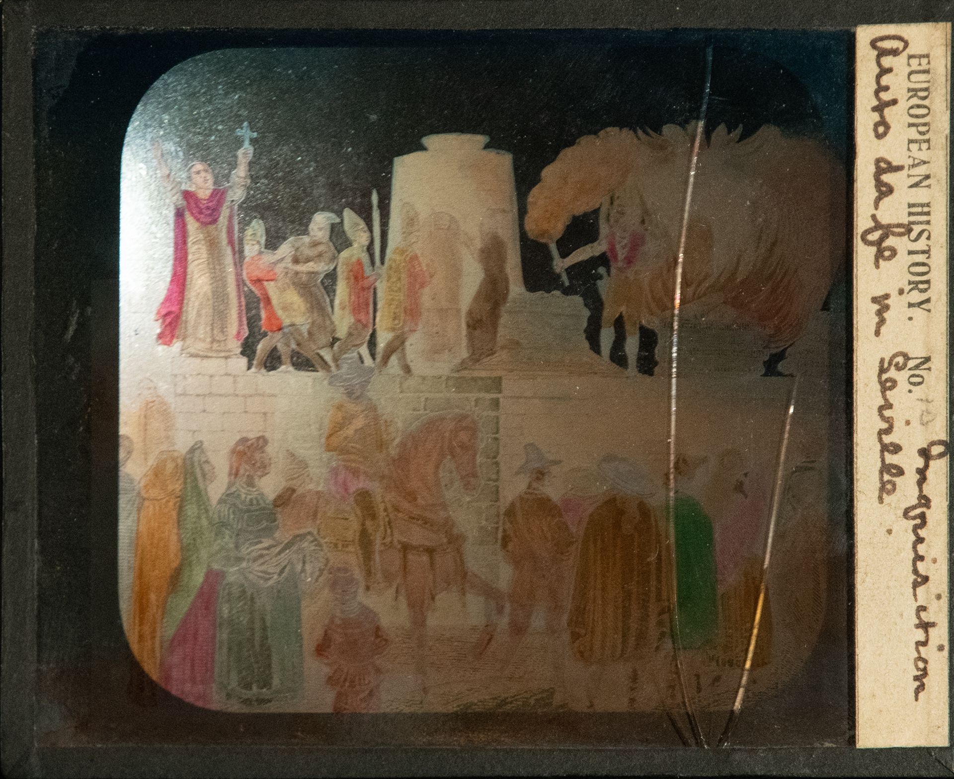 Rare Daguerreotype slide years 50-50 with scenes of the Spanish Inquisition (1 of 4)