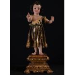 Important St John in carved and gilded wood, Sevillian school of the 17th century