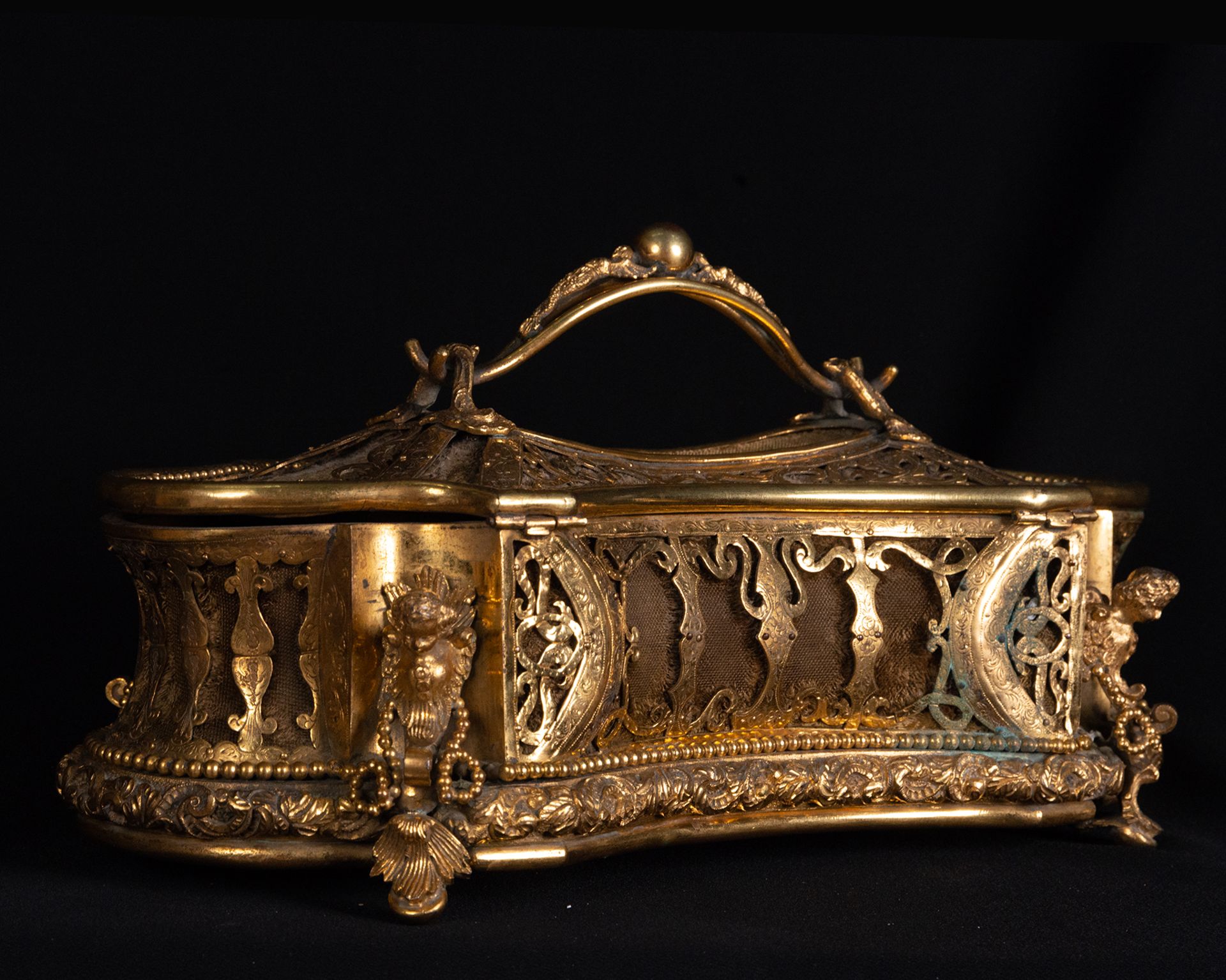 Precious French mercury-gilded chest or jewelry box, 19th century - Bild 4 aus 7