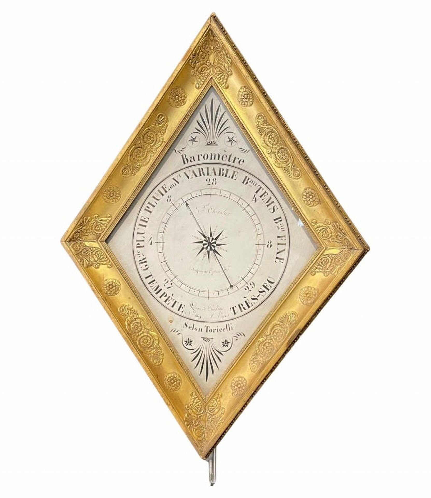 Rare French barometer according to Torricelli in gilt wood. XIX century - Bild 2 aus 2