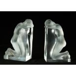 Important Pair of Bookrests signed René Lalique in carved glass, early 20th century