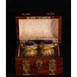 Pair of Important glass and enamel perfumers, 19th century