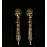 Rare pair of Coffin or Niche knobs in silver plated metal, late 19th century, England, Victorian Era