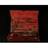 Rare and exceptional complete Surgeon's kit for Amputations and trephinations, Mahogany, Bronze, Ebo