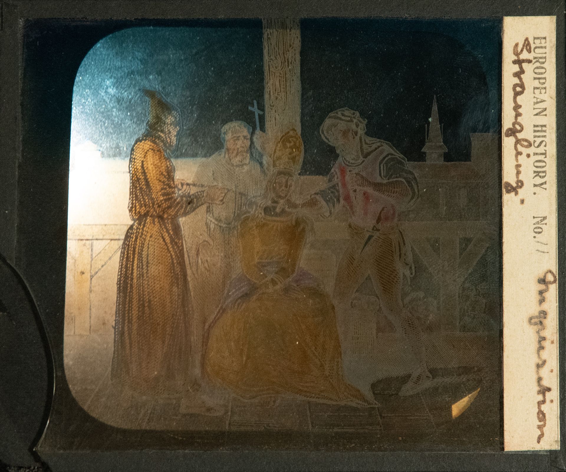 Rare Daguerreotype slide years 50-50 with scenes of the Spanish Inquisition (2 of 4)