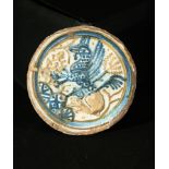 Ceramic Tile of a Griffin in Spanish-Arabic ceramic from the 14th century in ceramic, Manises, Spain