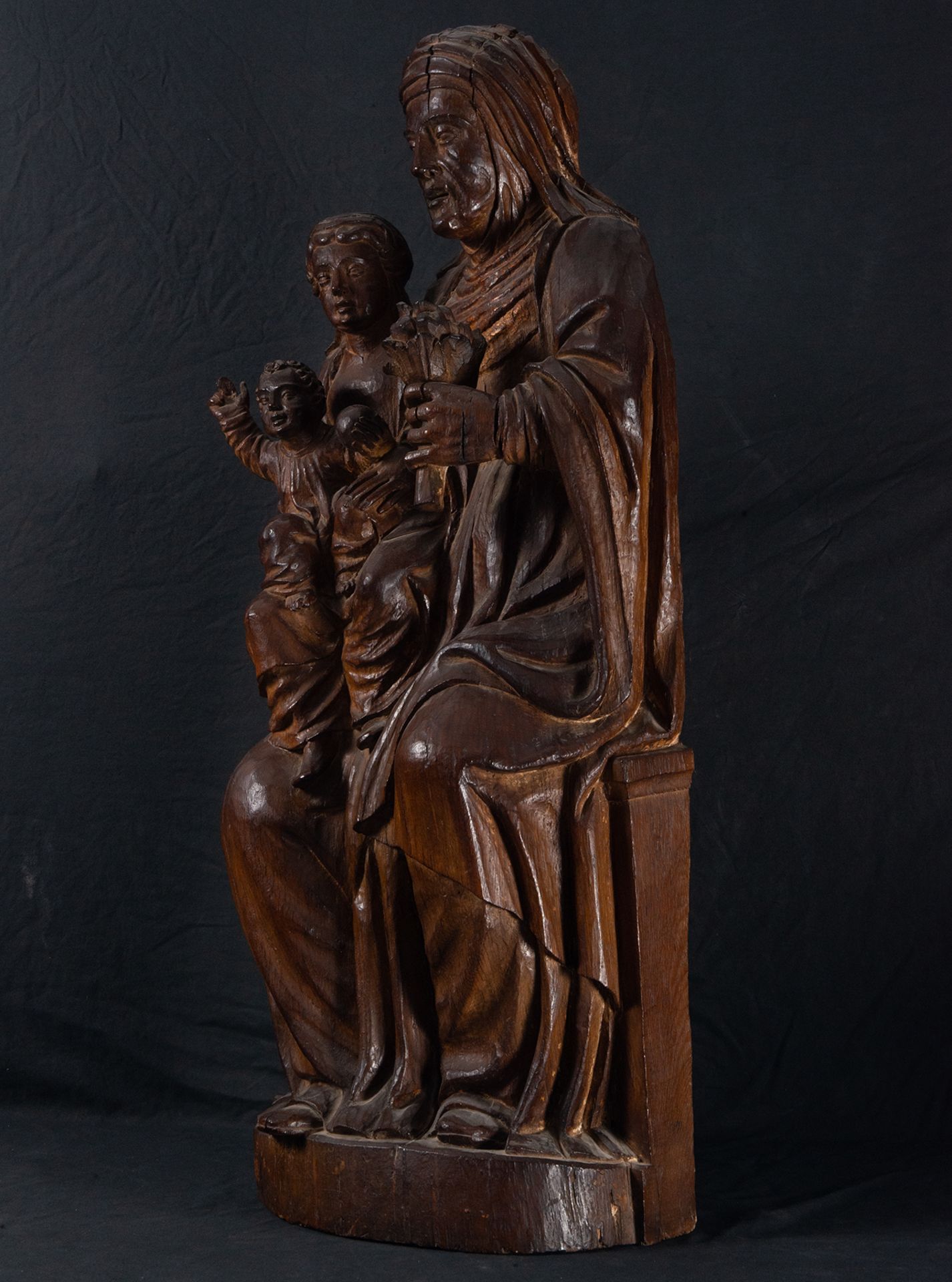 Large Triple Virgin with Saint Anne, The Virgin Mary and the Child Jesus in Arms, Cologne, 15th cent - Image 2 of 4