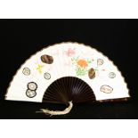 Japanese hand-painted lacquer fan for the Uchiwa Miko ceremony, early 20th century