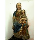 Virgin with Child in carved and polychrome stone, XV century, Castilian Gothic school, possibly Burg