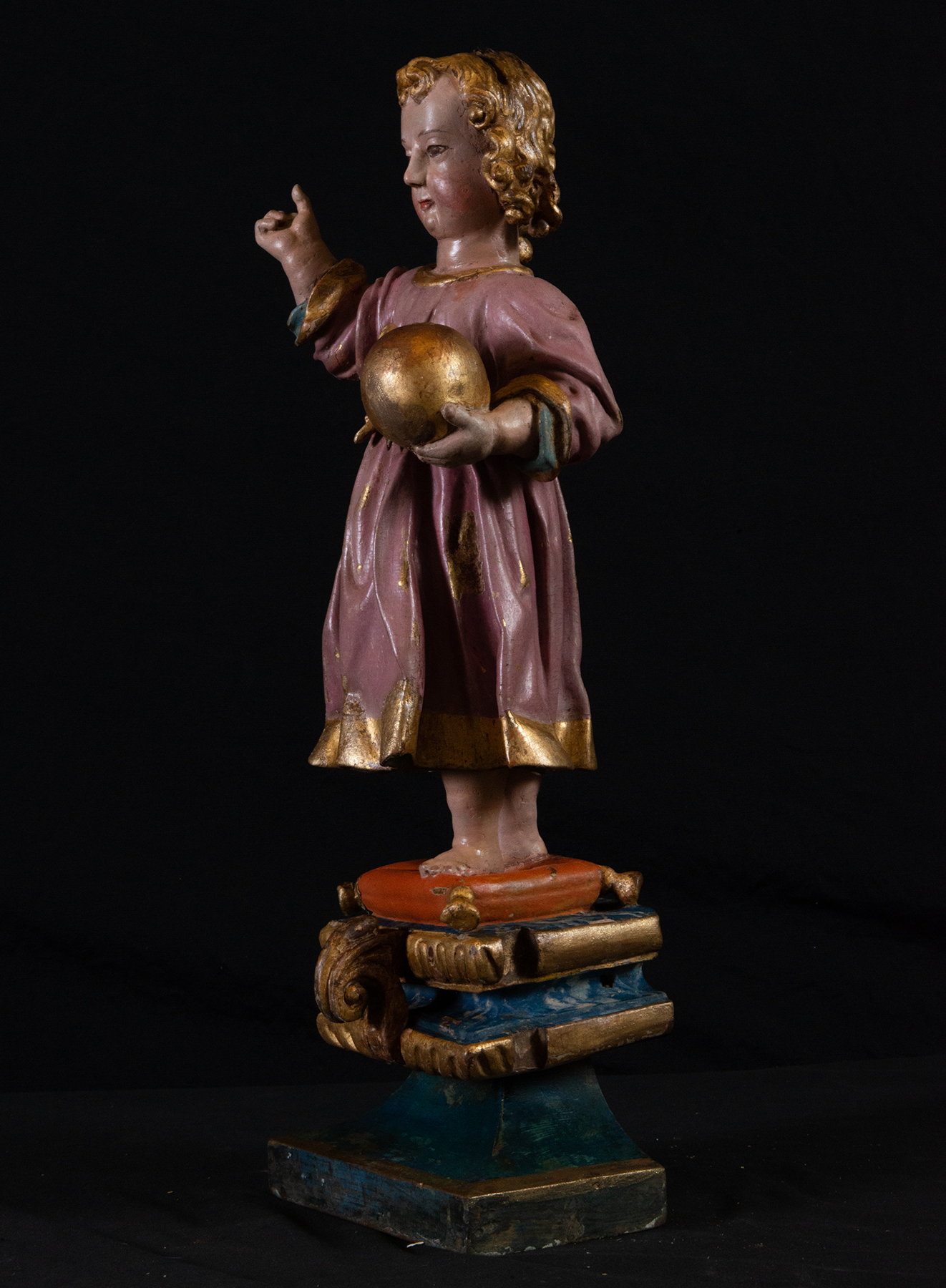 Infant Jesus Salvator Mundi, New Spanish colonial work from the second half of the 17th century, Mex - Image 4 of 7