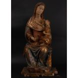 Spectacular Large Carving of Madonna with Child, Late Romanesque work transition to Early Gothic, No