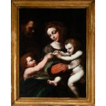 Disciple or Follower of Raphael Sanzio, Madonna with Enfant Jesus and Saint John On panel, Italian s