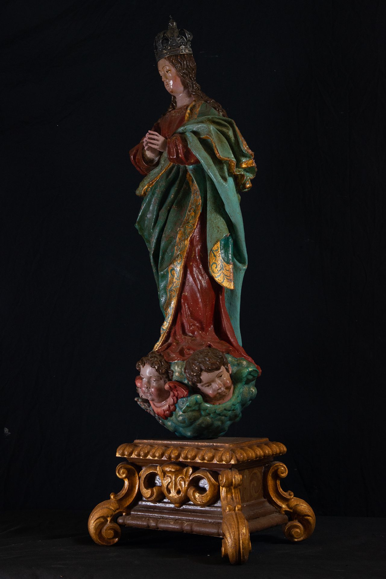 Large Immaculate Virgin, following the models of Alonso Cano, Novohispanic colonial school of the 18 - Image 2 of 5