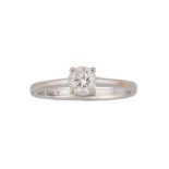 Solitaire ring in 18k white gold from the Rabat firm with a 0.42 ct central cut diamond