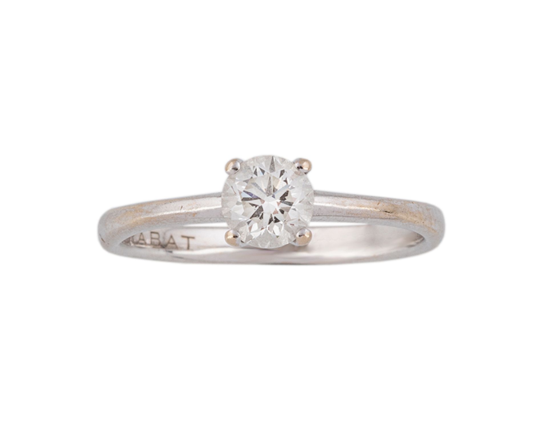 Solitaire ring in 18k white gold from the Rabat firm with a 0.42 ct central cut diamond