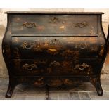 Important George III Commode, in lacquered wood with "chinoiseries" motifs, Chinese work for export