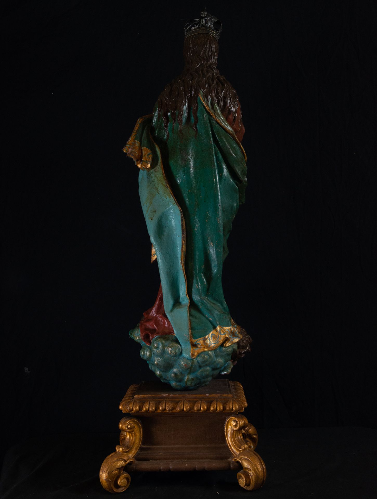 Large Immaculate Virgin, following the models of Alonso Cano, Novohispanic colonial school of the 18 - Image 5 of 5