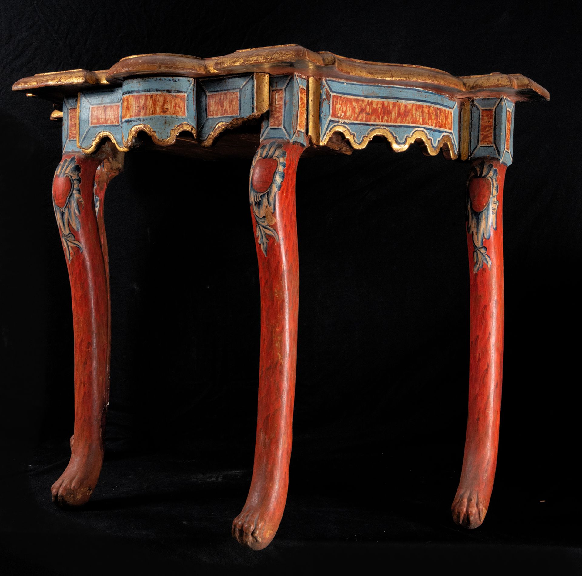 Important New Spanish console in polychrome wood, colonial work of the 18th century - Image 3 of 6