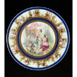 Important ceramic plate in Vienna porcelain, decorated by hand with motifs of Nymphs, 19th century