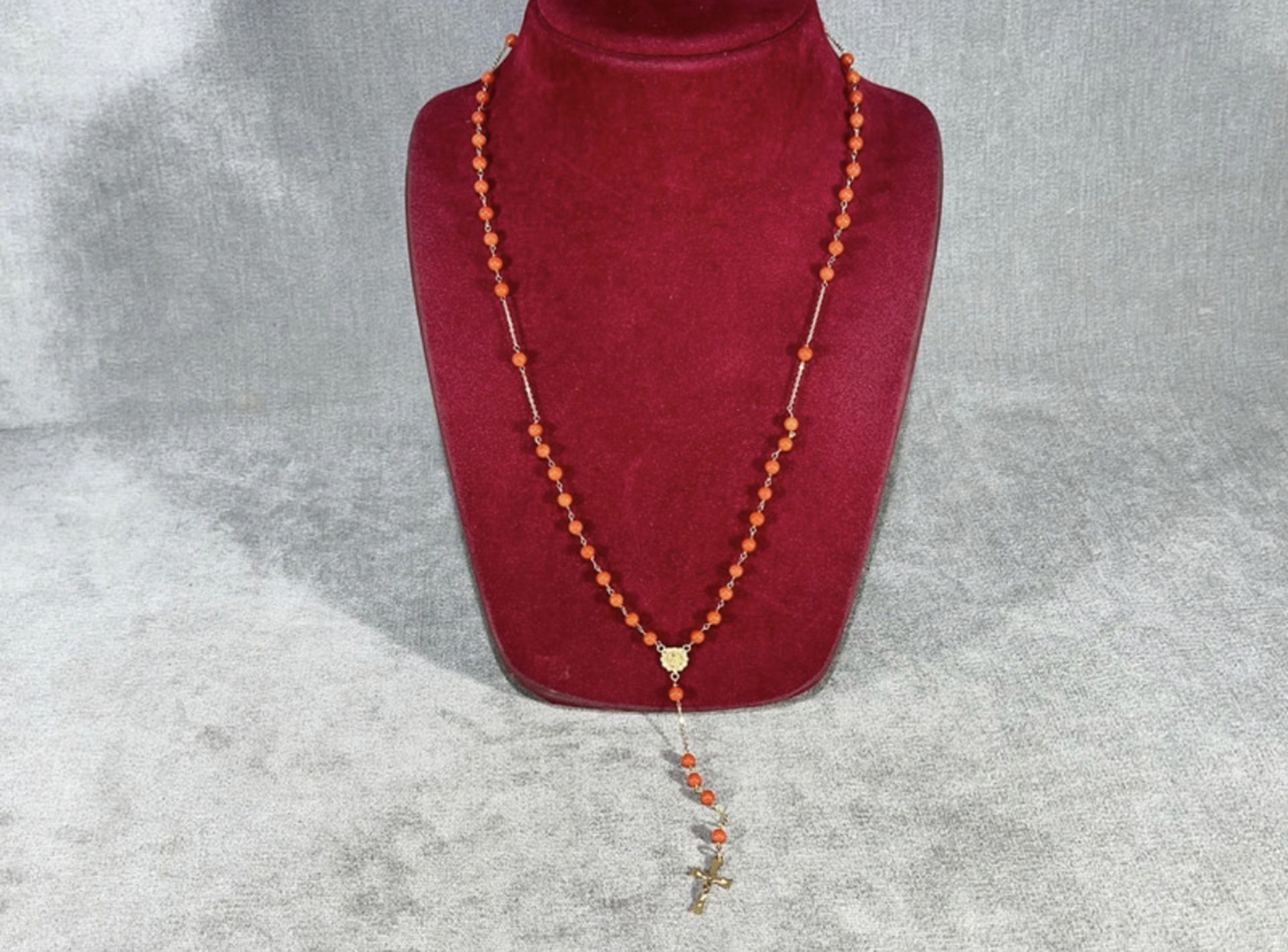 18k Gold Rosary and Mediterranean Coral - Image 2 of 5