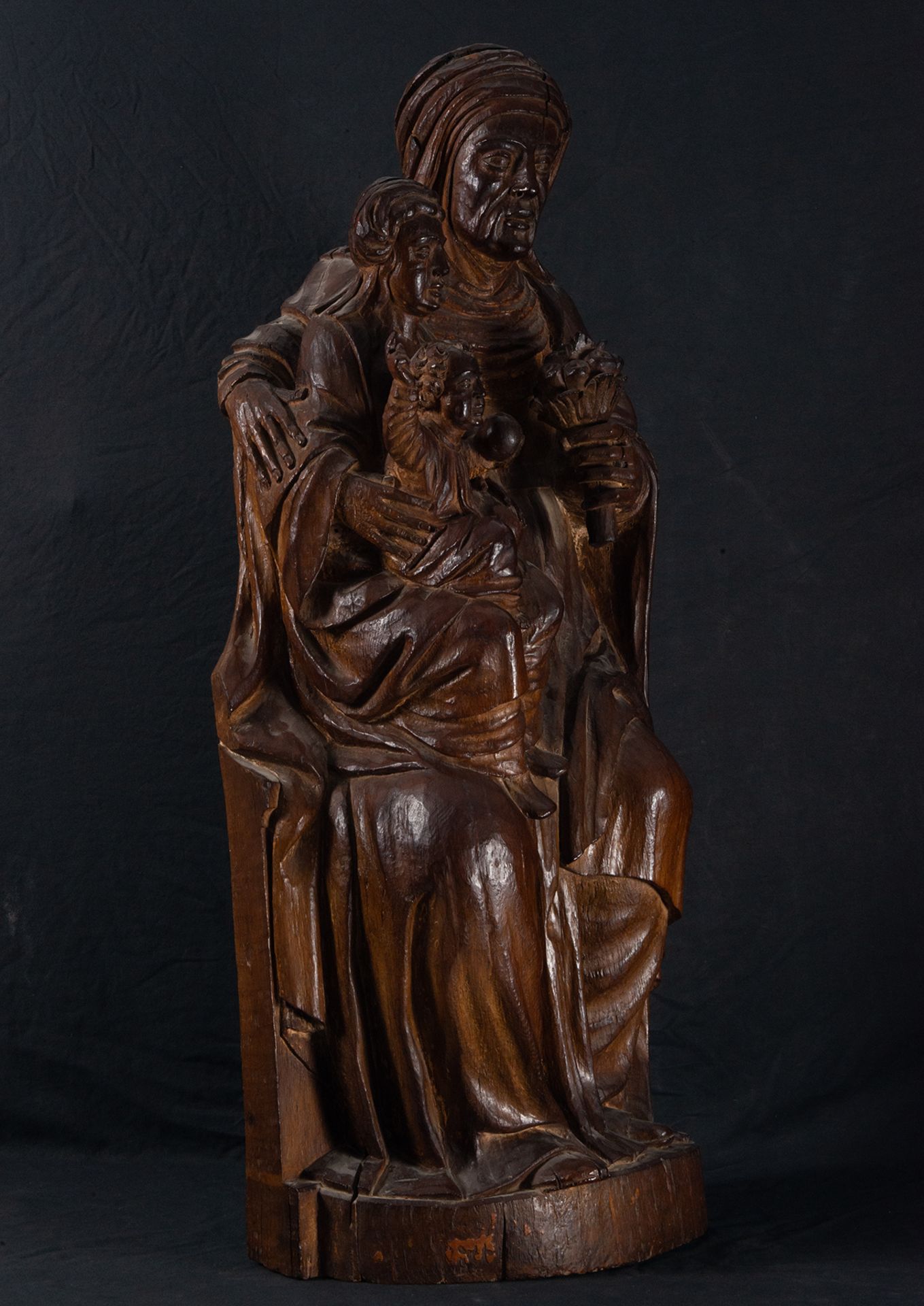 Large Triple Virgin with Saint Anne, The Virgin Mary and the Child Jesus in Arms, Cologne, 15th cent - Image 3 of 4