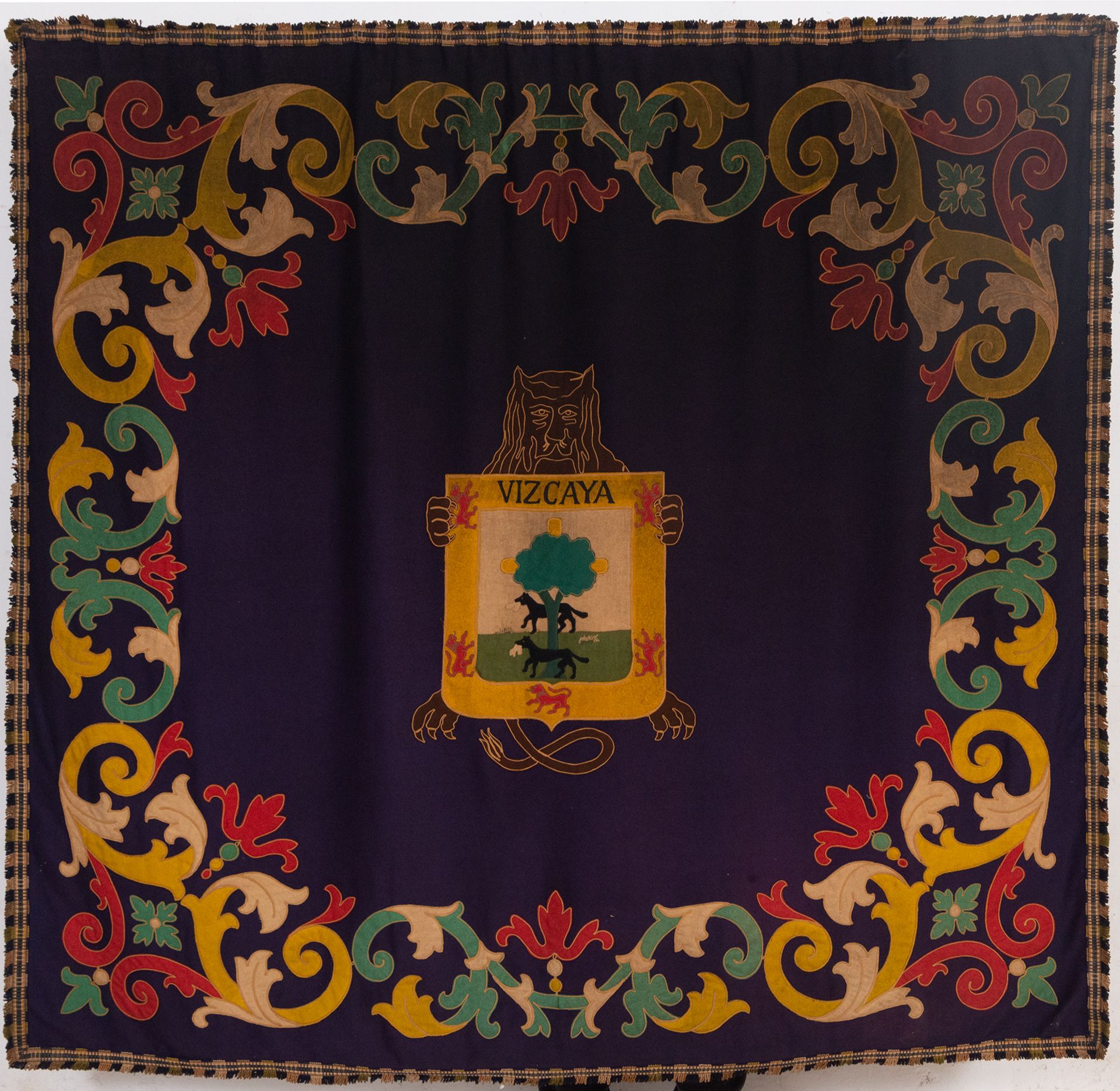 Tapestry embroidered with the Blazon de la Vizcaya, first half of the 20th century