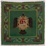 Embroidered tapestry with the coat of arms of the National Association of Cattlemen, first half of t