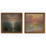 Carlos Sieger signed. Pair of oils on canvas. Sunset and Sunrise.