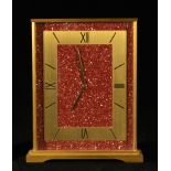 Jaeger le Coultre Table Clock in Red Porphyry Enamel from Egypt, 1960s