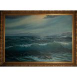 Sea View, oil on canvas, Ramón Reina, Spanish school of the 20th century